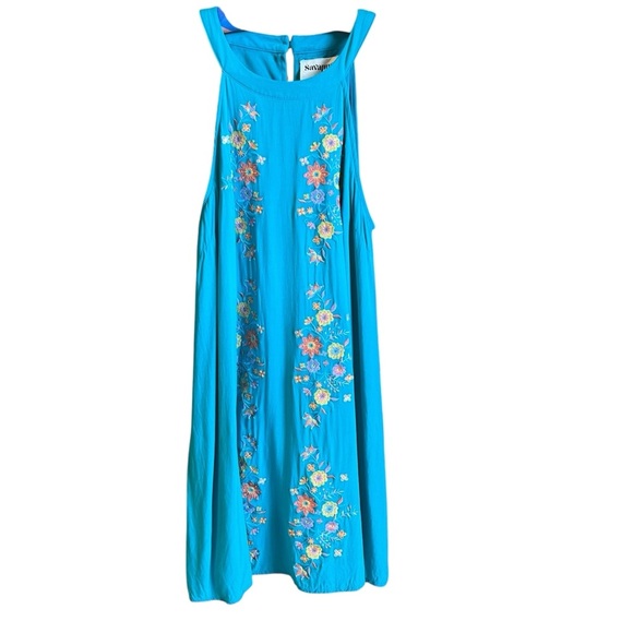 Savanna Jane Dresses & Skirts - SAVANNA JANE Halter Mini Tent Dress Floral Embroidery Fully LIned Womens…